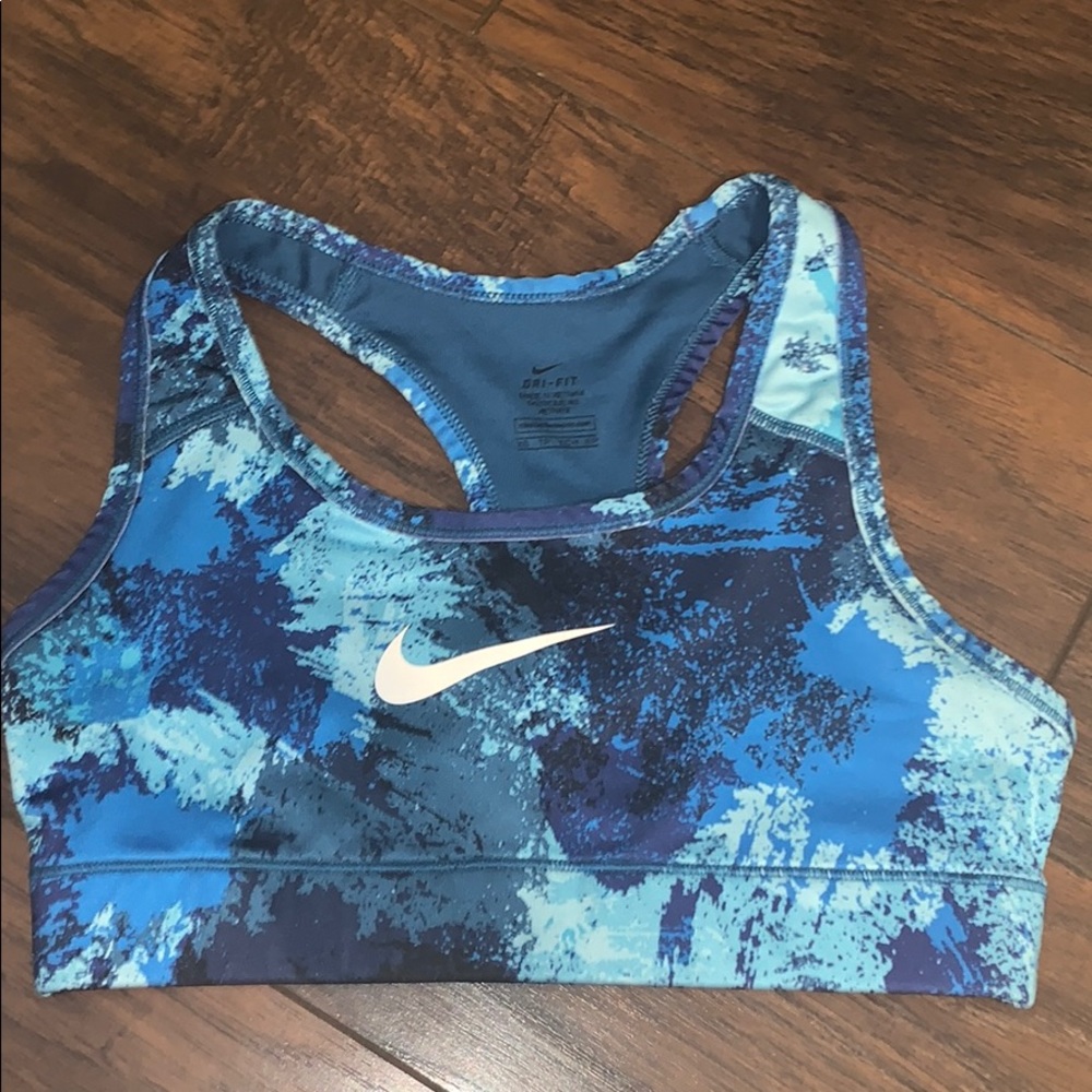 Blue paint splatter Nike Sports Bra